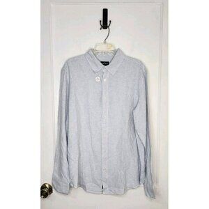 NWT Daniel Hechter Mens XL Blue Stripe Linen Blend Button Down Shirt Top